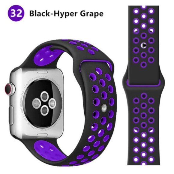 Apple Accessories - NEW[BAND] grape-BK Sport Silicone For Apple Watch